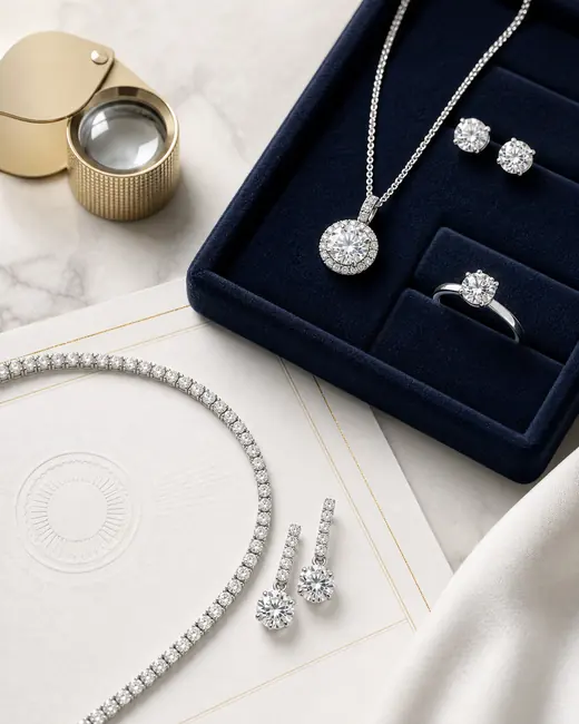 Certified lab-grown diamond jewellery assortment
